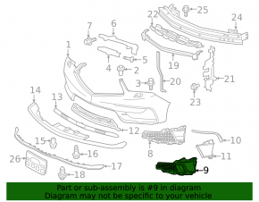 Front bumper grille right Acura MDX 17-20 rest under fog lights