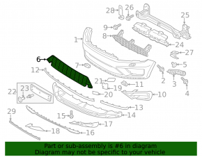Front bumper central grille VW Touareg 15-17 with chrome moldings