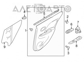 Door trim card rear right Nissan Versa 12-19 usa black under handle