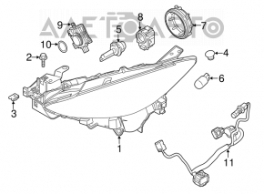 Right front headlight Mazda 3 17-18 BM LED, electric, EUR