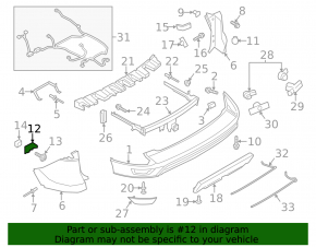 Rear bumper mount under the right light Ford Escape MK3 13-16 prerest