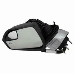 Left side mirror assembly for Lincoln MKZ 17-20, 16 pins, turn signal, heated, projection, auto-folding, auto-dimming, BSM, silver, chrome, chrome bumper