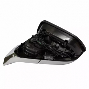Left side mirror assembly for Lincoln MKZ 17-20, 16 pins, turn signal, heated, projection, auto-folding, auto-dimming, BSM, silver, chrome, chrome bumper