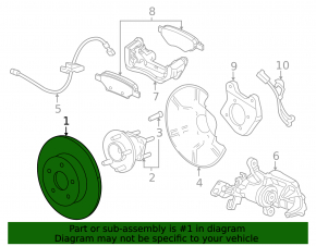 Rear left brake disc Chevrolet Cruze 11-16 R15