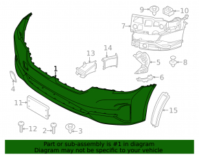 Bare front bumper for BMW 5 G30 21-23 with parking sensors without PMA, Basis