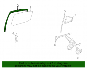 Glass seal rear right Lexus LS460 LS600h 07-17 long
