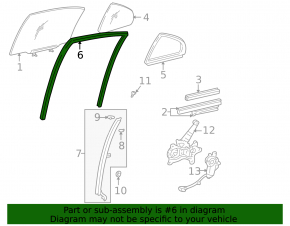 Rear right glass seal for Lexus IS200 IS300 99-05