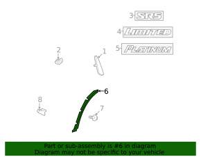 Rear right wing seal Toyota Sequoia 08-16