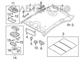 Kia Optima 11-15 Ceiling Trim Gray Without Sunroof