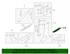 Door sill trim rear right outer Kia Sorento 10-15 black