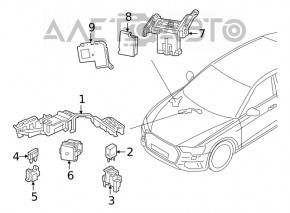 Right underhood relay block 2pcs Audi Q7 16- with bracket