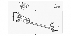 Windscreen wiper linkage with motor for Porsche Cayenne 958 11-14