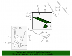Windscreen wiper trapezoid with motor Ford Fiesta 11-19