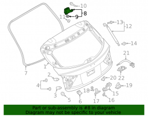 Left tailgate hinge for Mazda3 MPS 09-13