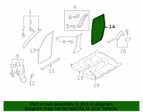 Door seal rear left Subaru Forester 14-18 SJ black