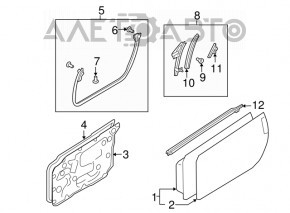 Molding door-glass central front right Nissan 350z