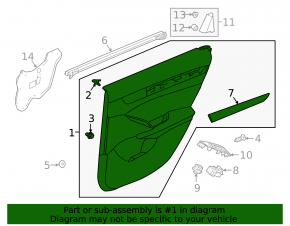 Door trim card rear left Honda Accord 18-22 black
