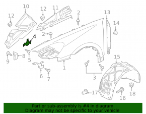 Front right rear fender bracket Porsche Cayenne 958 11-14