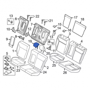 Rear center headrest for Ford Focus mk3 15-18, restyling, type 2, black leather