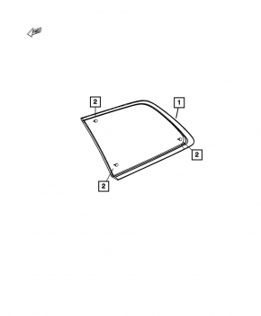 Window blind glass rear left Jeep Grand Cherokee WK2 17-19 black molding, under antenna