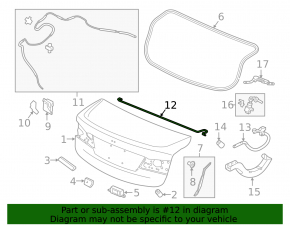 Left trunk lid torsion bar for Acura TLX 15-20