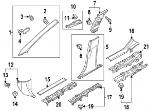 Nissan Ariya 23-25 gray upper right front pillar trim