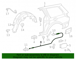Fuel filler flap release cable Toyota Sienna 11-20