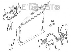 Front left door handle mechanism Nissan Murano z50 03-08