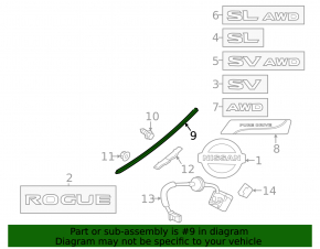 Nissan Rogue 14-20 Chrome Tailgate Molding