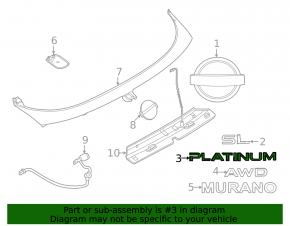 Emblem inscription Platinum trunk door Nissan Murano 25-26