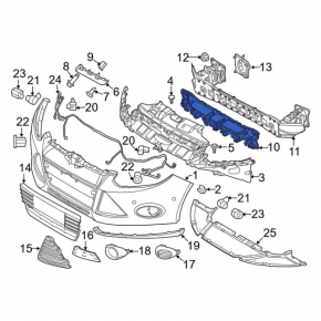 Front bumper absorber Ford Focus mk3 11-14 dorest plastic