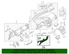 Driver's knee pad for Ford Focus mk3 13-18 gray