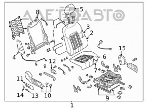 Passenger seat Mazda 6 18-21 leather black, without ventilation