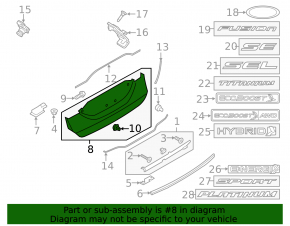 Ford Fusion mk5 19-20 trunk lid trim for number