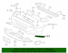 Left front bumper molding for Jaguar XF 16-20, gloss black