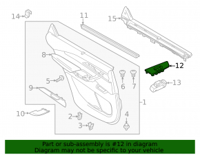 Mazda CX-9 16-23 right rear window control trim panel, black, glossy, scratches