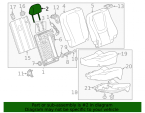 Rear left headrest for Chevrolet Volt 11-15, black leather, red stitching, dented