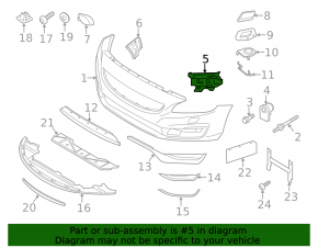 Left outer front bumper mount for Volvo S60 14-18 rest.
