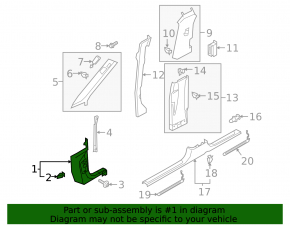 Lower left front pillar trim for Audi E-Tron 19-23, black