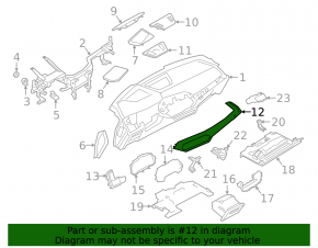 Front panel trim right BMW X5 G05 19-23 gray