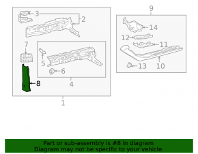 Front right side member nose for Lexus UX200 UX250h 19-22