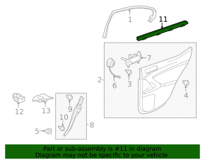 Inner glass seal for rear left door Lexus IS 06-13