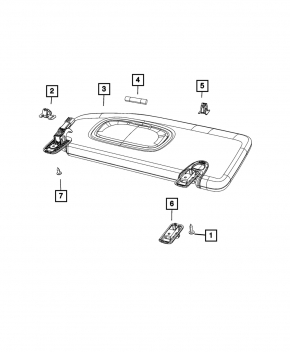 Right visor for Jeep Compass 19-25 with backlight, black