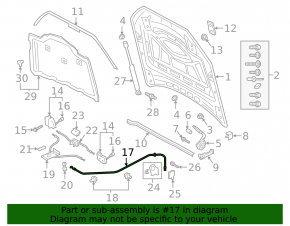 Bonnet release cable rear part Audi Q7 16-