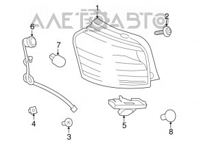 Right rear bumper mount for headlight, Lexus Hs250h 10-12