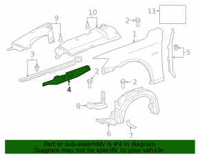 Left fender lining for Lexus IS250 IS300 IS350 06-13