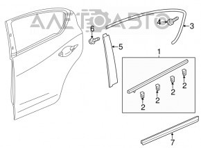 Door molding upper rear left Acura ILX 13-22 chrome