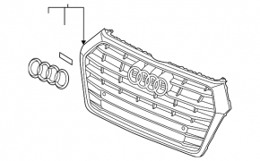 Radiator grill assembly Audi Q5 80A 18-20 black gloss for parking sensors, S-Line