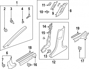 Hyundai Ioniq 5 22-24 black lower right front pillar trim