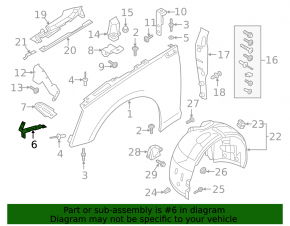 Front left fender bracket for Audi A5 F5 18-25 (lower), metal